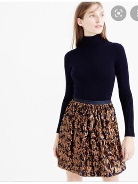J. Crew dark blue Skirt with Bronze Sequins